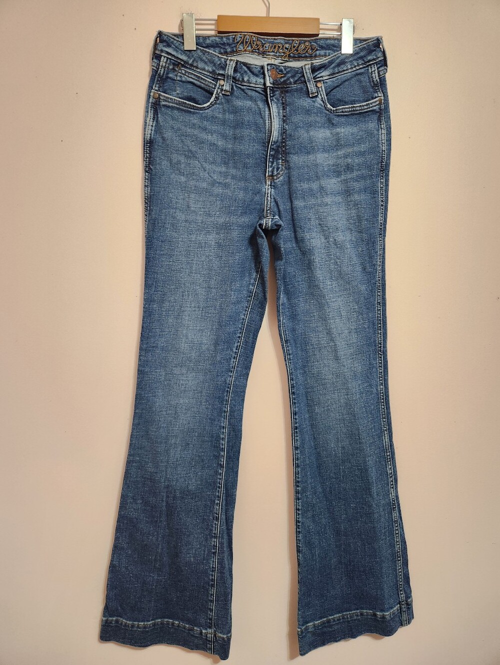 Wrangler High Rise Hemp Blend Flare Bootcut Jeans Medium Wash Tall 36" Inseam